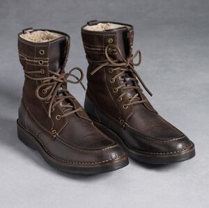 RARE John Varvatos Sherling lined winter boot moccasin toe logger snow boot